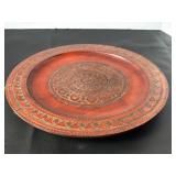 Intricately Carved Vintage Wooden Decorative Plate from Eastern Europe