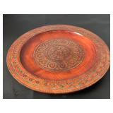 Intricately Carved Vintage Wooden Decorative Plate from Eastern Europe