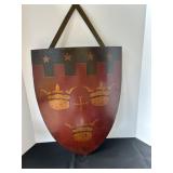 Vintage Wall Mount Metal Shield with Crest Design