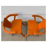 Set of 2 Vintage Orange Wooden Chairs