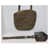 Vintage Military Surplus Foldable Entrenching Tool with Bag