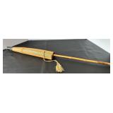 Antique Japanese Bamboo and Silk Parasol with Floral Embroidery