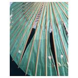 Antique Japanese Bamboo and Silk Parasol with Floral Embroidery