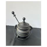 MCM Cast Iron Colonial Repro Fire Starter Smudge Pot by Virginia Metalcrafters w/ Stone Wand