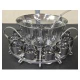 15-Piece Dorothy Thorpe Style Punch Bowl Set with Ladle and Glass Cups