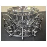 15-Piece Dorothy Thorpe Style Punch Bowl Set with Ladle and Glass Cups