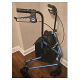 Lumex Three-Wheel Rollator Walker with Padded Storage Bag