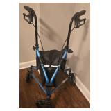 Lumex Three-Wheel Rollator Walker with Padded Storage Bag