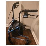 Lumex Three-Wheel Rollator Walker with Padded Storage Bag