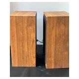 Pair of Vintage Realistic Teak Wood Cabinet Speakers Pair A Tested & Working