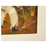 Framed Folk Art Painting Signed by Artist - Harvest Scene