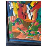 Original HAITIAN Market Framed Acrylic Painting Artist Signed NeNe