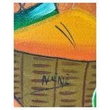 Original HAITIAN Market Framed Acrylic Painting Artist Signed NeNe
