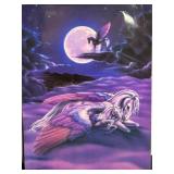 Lot of 2 Susan J. Dawe Unicorn Art Prints with Brass Unicorn Shoe Horn and Horse Head Keychain