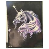 Lot of 2 Susan J. Dawe Unicorn Art Prints with Brass Unicorn Shoe Horn and Horse Head Keychain