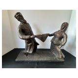 Vintage Auston Productions Folk Art Bronze Coated Plaster Sculpture of Dancing Couple
