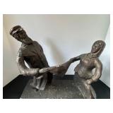 Vintage Auston Productions Folk Art Bronze Coated Plaster Sculpture of Dancing Couple