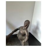 Vintage Auston Productions Folk Art Bronze Coated Plaster Sculpture of Dancing Couple