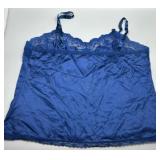 Elegant UNDERCOVER WEAR Blue Satin Babydoll Lingerie Set with Lace Trim