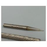 Victorian Travel Sterling Silver Pencil Holder with Unusual Marble Stone Piece Set in Place