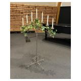 Set of 2 Silver Ornate Wave Metal Multi-Candle Candelabra Stands with Adjustable Height Wedding Event Items