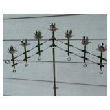 Set of 2 Silver Ornate Wave Metal Multi-Candle Candelabra Stands with Adjustable Height Wedding Event Items