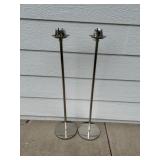 Set of 2 Silver Wedding Aisle Candelabras with Stands and Purple Covers Wedding Event Items