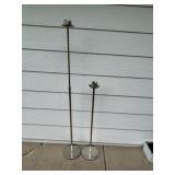 Set of 2 Silver Wedding Aisle Candelabras with Stands and Purple Covers Wedding Event Items