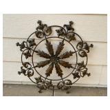 Large Decorative Metal Wall Art with Scrollwork and Floral Center 34" Diameter