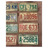 Collection of 12 Vintage North Carolina License Plates (1970-1978)