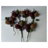 Set of 5 Artificial SUGARED Fruit and Berry Decorative Sprays