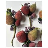 Set of 5 Artificial SUGARED Fruit and Berry Decorative Sprays