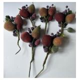 Set of 5 Artificial SUGARED Fruit and Berry Decorative Sprays