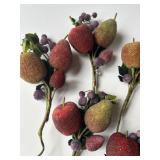 Set of 5 Artificial SUGARED Fruit and Berry Decorative Sprays