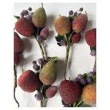 Set of 5 Artificial SUGARED Fruit and Berry Decorative Sprays
