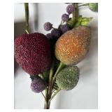 Set of 5 Artificial SUGARED Fruit and Berry Decorative Sprays