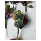 Set of 5 Artificial SUGARED Fruit and Berry Decorative Sprays