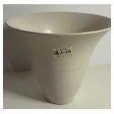 Japanese White Ceramic Ikebana Vase with Markings