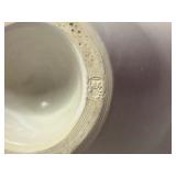 Japanese White Ceramic Ikebana Vase with Markings