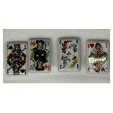 Unique Artisan Set of 4 Ceramic Playing Card Buttons