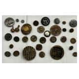 Collection of Antique & Vintage Metal and Brass Buttons with Intricate Designs