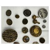 Collection of Antique & Vintage Metal and Brass Buttons with Intricate Designs