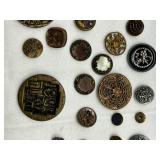 Collection of Antique & Vintage Metal and Brass Buttons with Intricate Designs