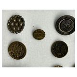 Collection of Antique & Vintage Metal and Brass Buttons with Intricate Designs