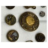 Collection of Antique & Vintage Metal and Brass Buttons with Intricate Designs