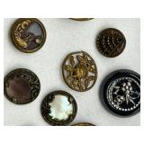 Collection of Antique & Vintage Metal and Brass Buttons with Intricate Designs