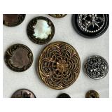 Collection of Antique & Vintage Metal and Brass Buttons with Intricate Designs