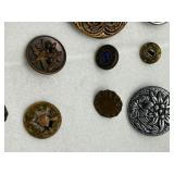 Collection of Antique & Vintage Metal and Brass Buttons with Intricate Designs