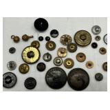 Collection of Antique & Vintage Metal and Brass Buttons with Intricate Designs