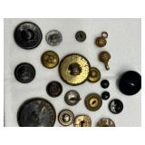 Collection of Antique & Vintage Metal and Brass Buttons with Intricate Designs